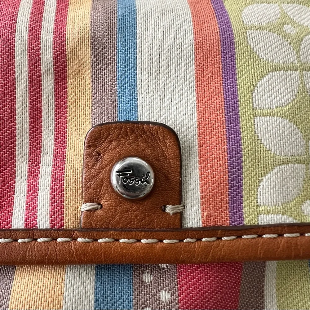 Fossil Multicolor Floral & Striped Crossbody Messenger Bag